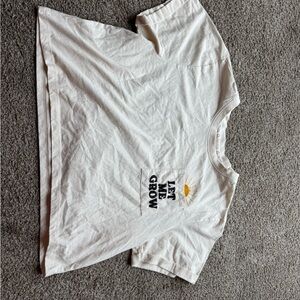 White Graphic T-Shirt with Sun and Cactus Design